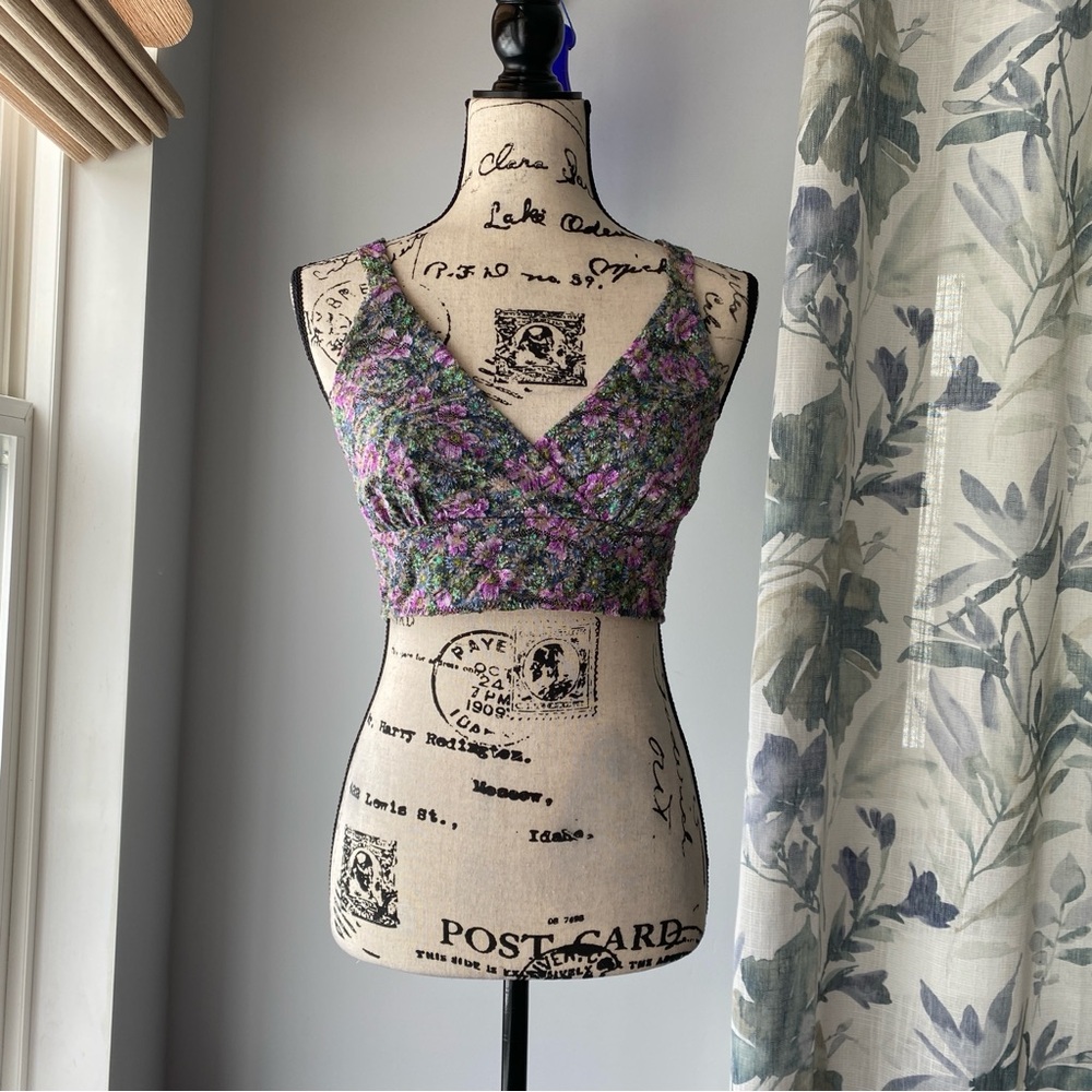 Free people velvet floral  boho tank top - sz s